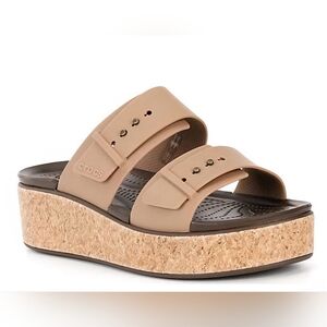 Crocs Brooklyn Cork Buckle Platform Wedge Sandals